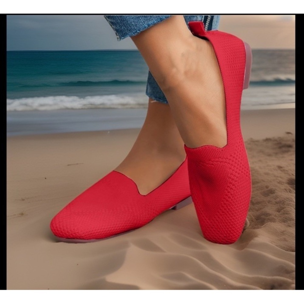 Steve Madden Sabin Loafers Flats Shoes Size 8.5 Red Stretch Knit Fabric